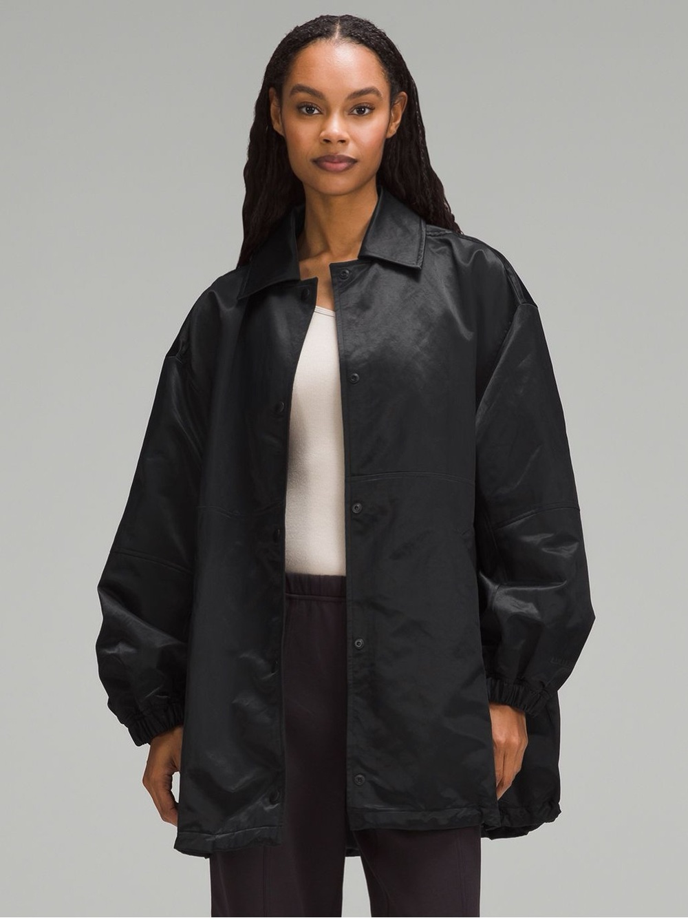 Lululemon Lightweight Oversized Coaches Jacket - Black Longline Raincoat
